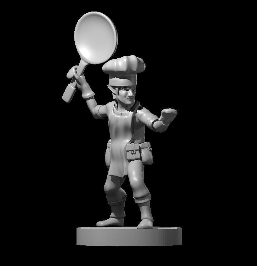Gnome Chef Fighter - 28mm Scale Miniature