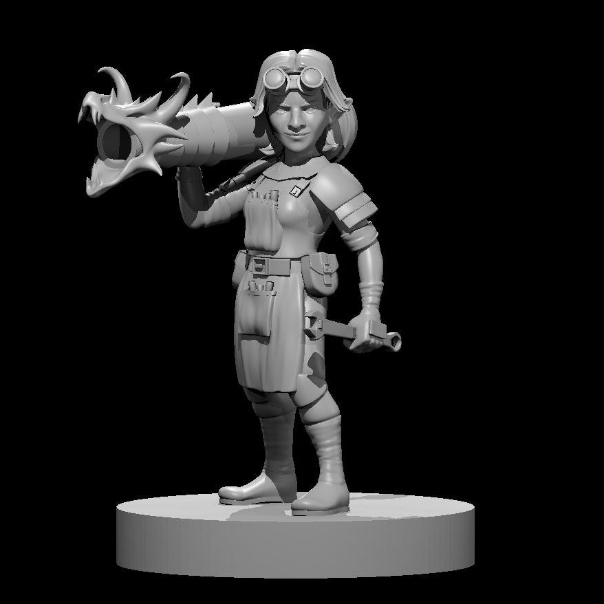Gnome Female Artillerist Artificer - 28mm Scale Miniature