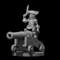 Gnome Male Artillerist Artificer on a Cannon - 28mm Scale Miniature