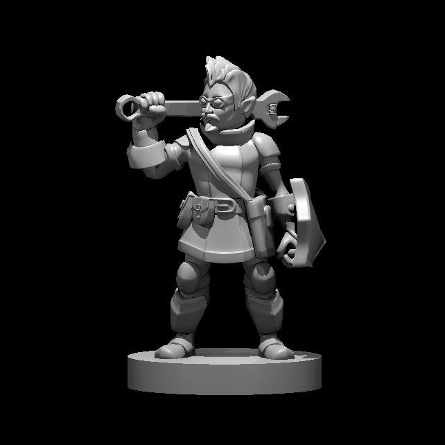 Gnome Male Battle Smith Artificer - 28mm Scale Miniature
