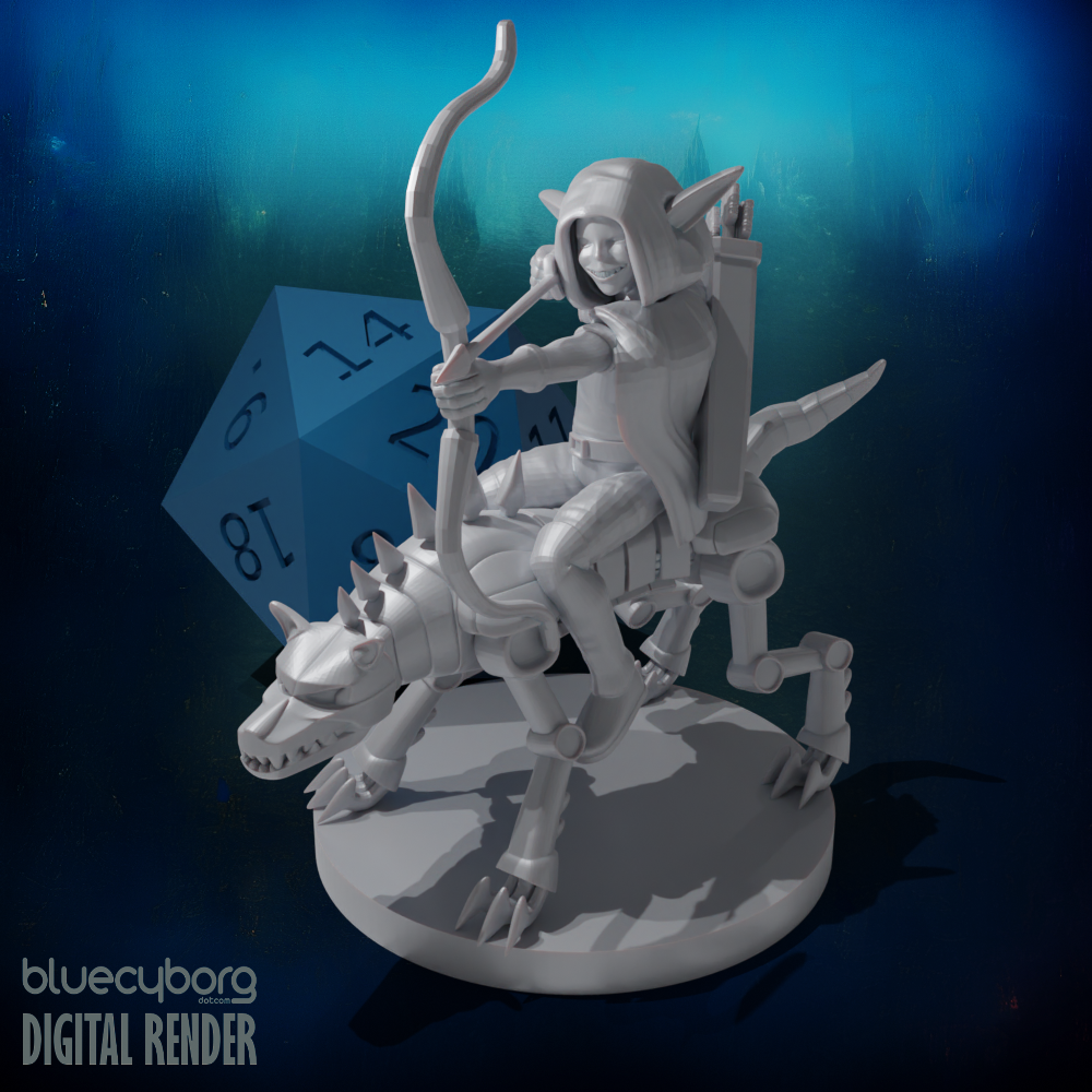 Goblin Female Rogue on Iron Defender 28mm Scale Miniature