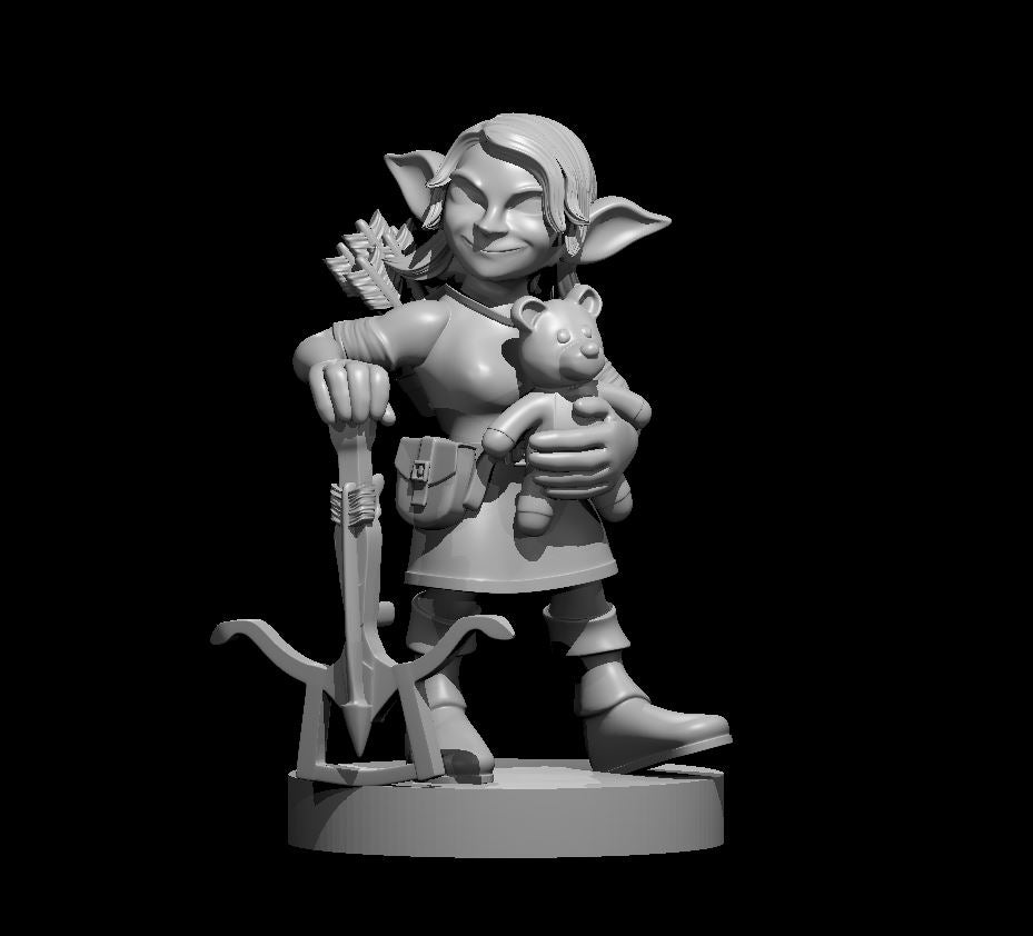 Goblin Female Rogue with Stuffed Bear - 28mm Scale Miniature
