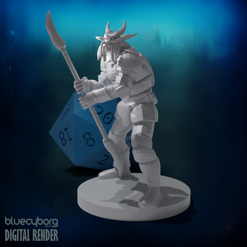 Gold Dragonborn Double Glaive Fighter 28mm Scale Miniature