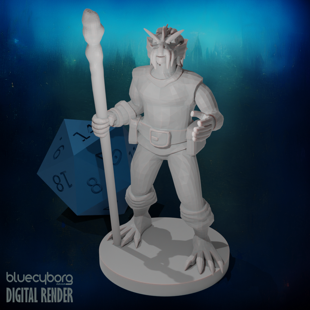 Gold Dragonborn Druid 28mm Scale Miniature