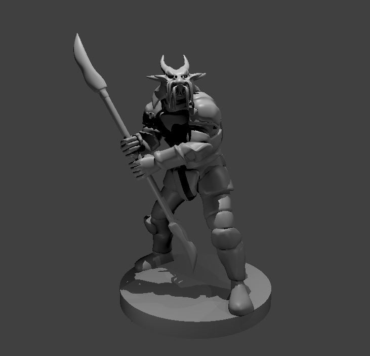 Gold Dragonborn Double Glaive Fighter - 28mm Scale Miniature