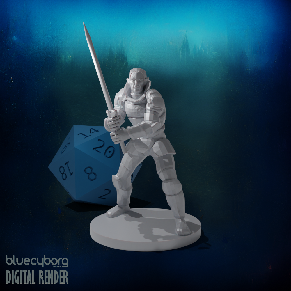 Half Elf Great Weapon Fighter 28mm Scale Miniature