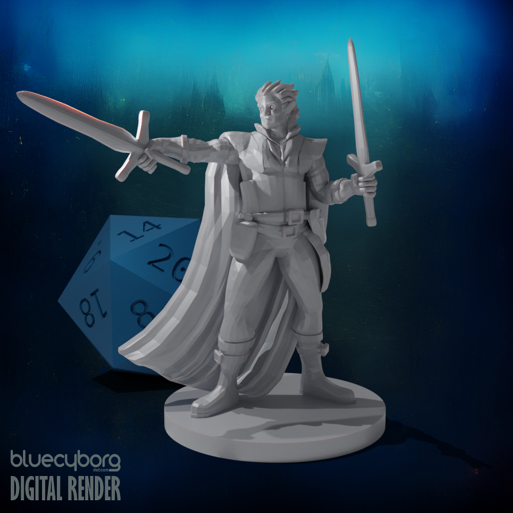 Half Elf Two Weapon Fighter 28mm Scale Miniature