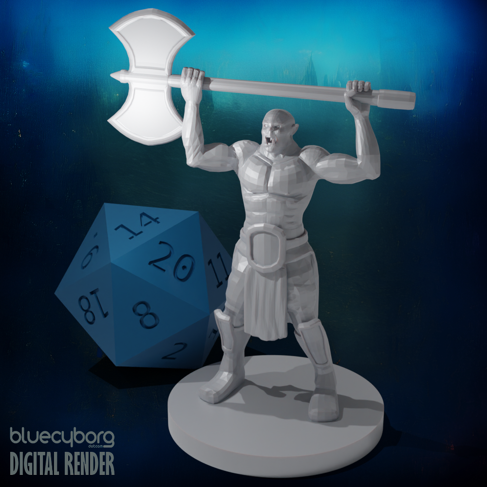 Half Orc Barbarian Raging 28mm Scale Miniature