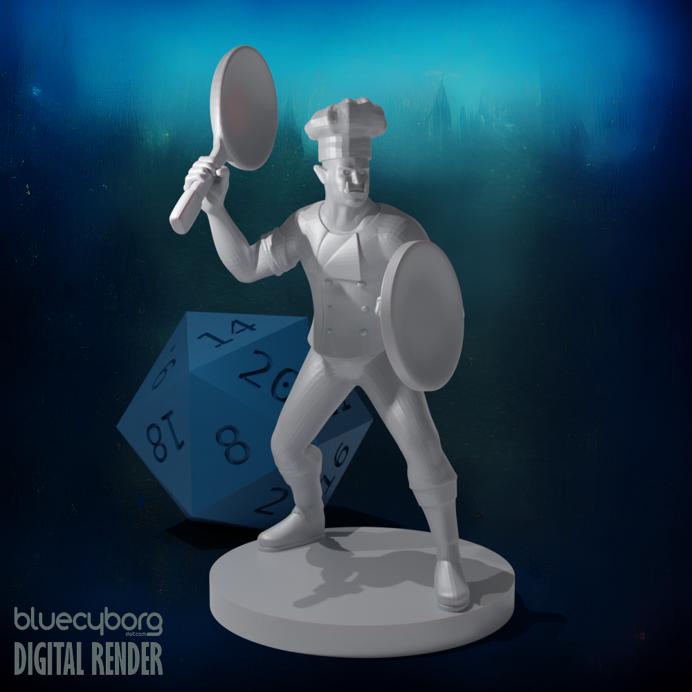 Half Orc Chef Fighter 28mm Scale Miniature