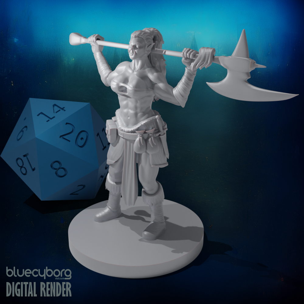 Half Orc Female Barbarian 28mm Scale Miniature