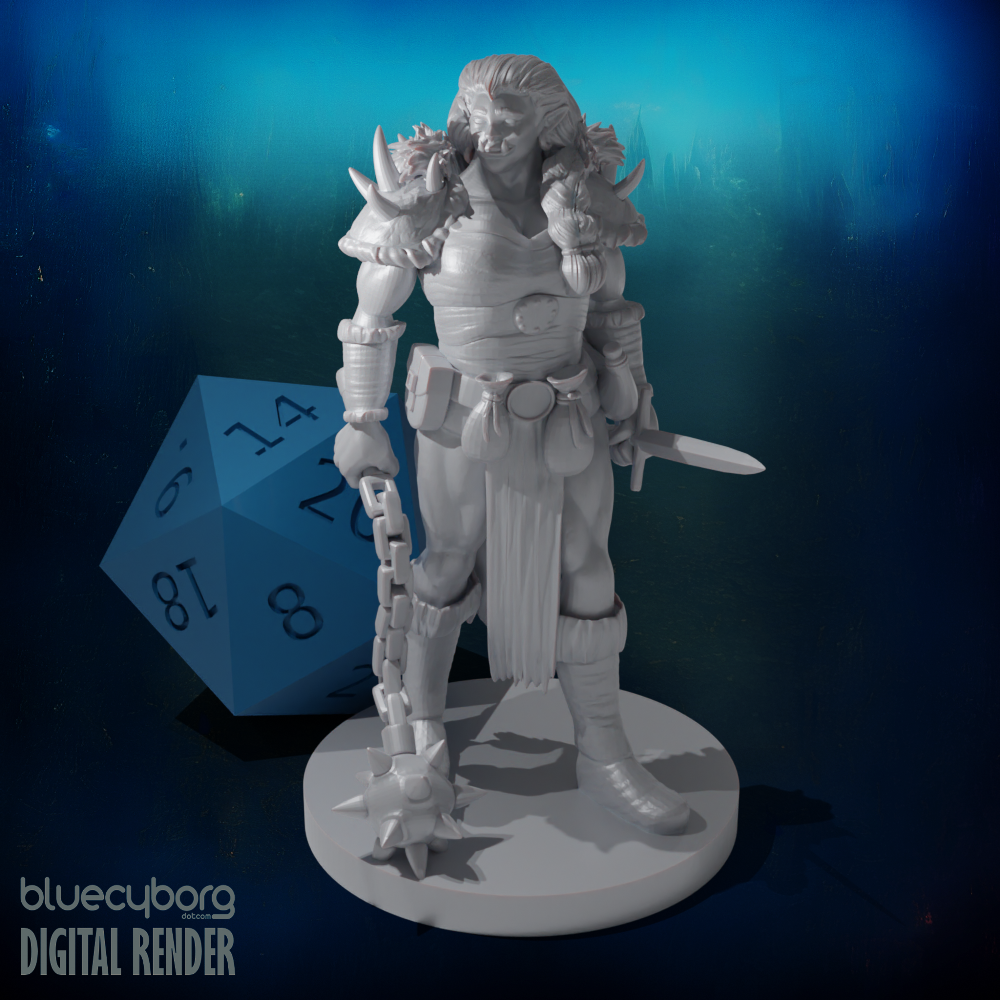 Half Orc Female Barbarian 3 28mm Scale Miniature