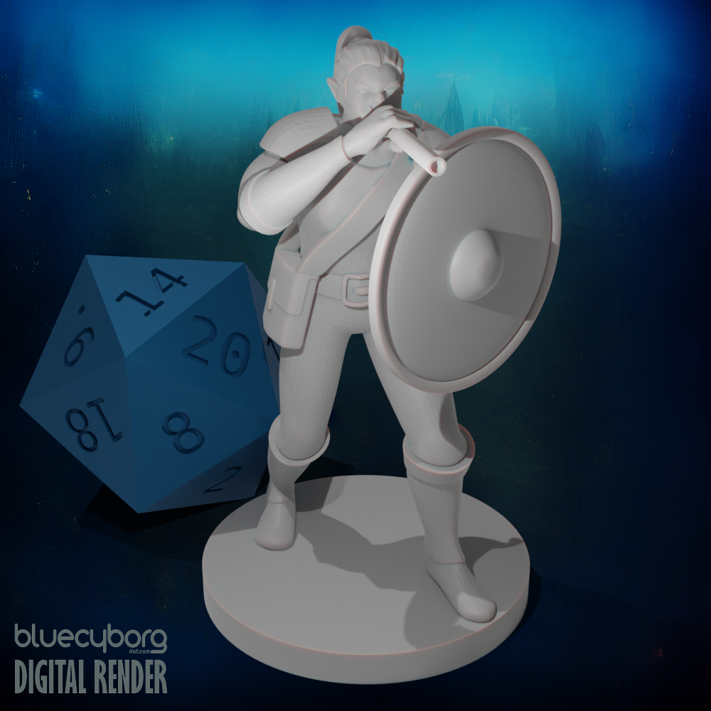 Half Orc Female with Gong and Blowgun 28mm Scale Miniature