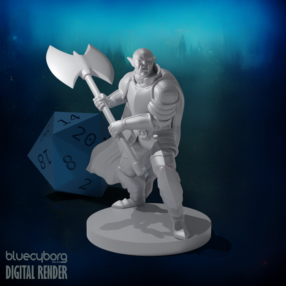 Half Orc Fighter 28mm Scale Miniature