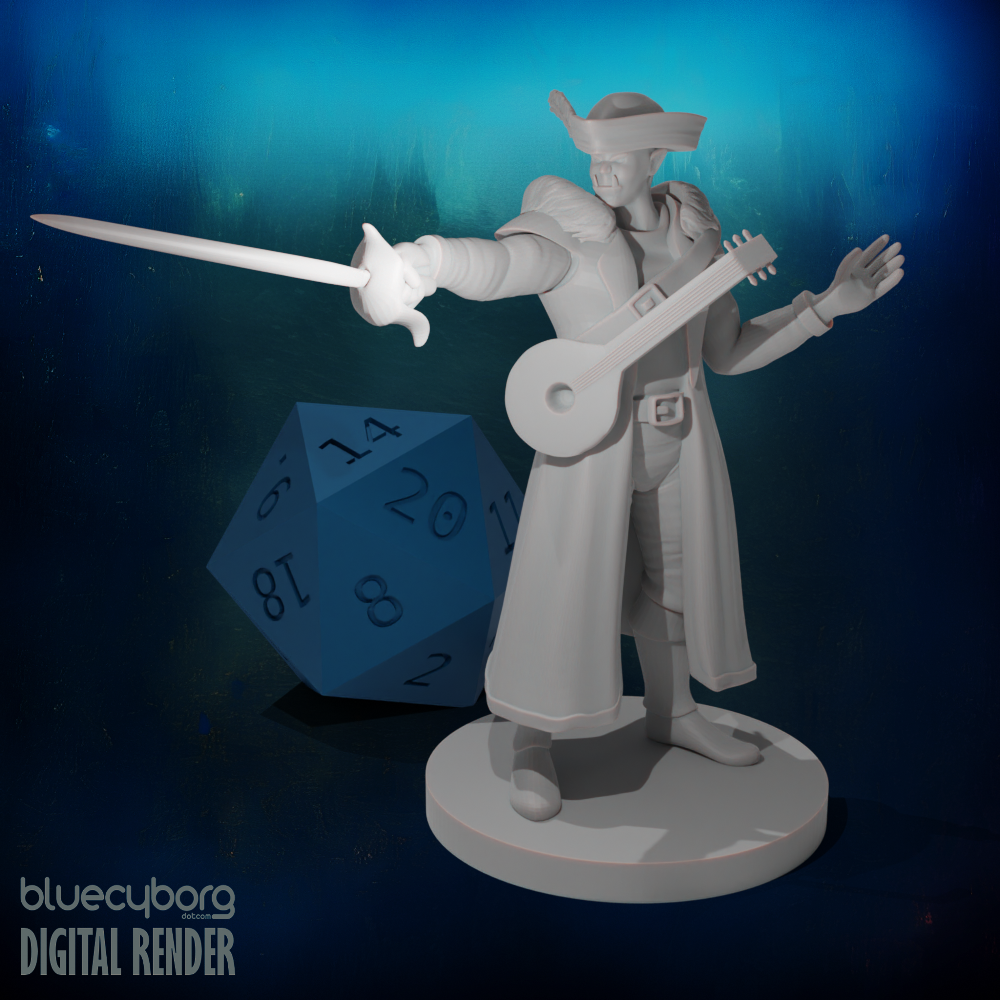 Half Orc Male Bard 28mm Scale Miniature