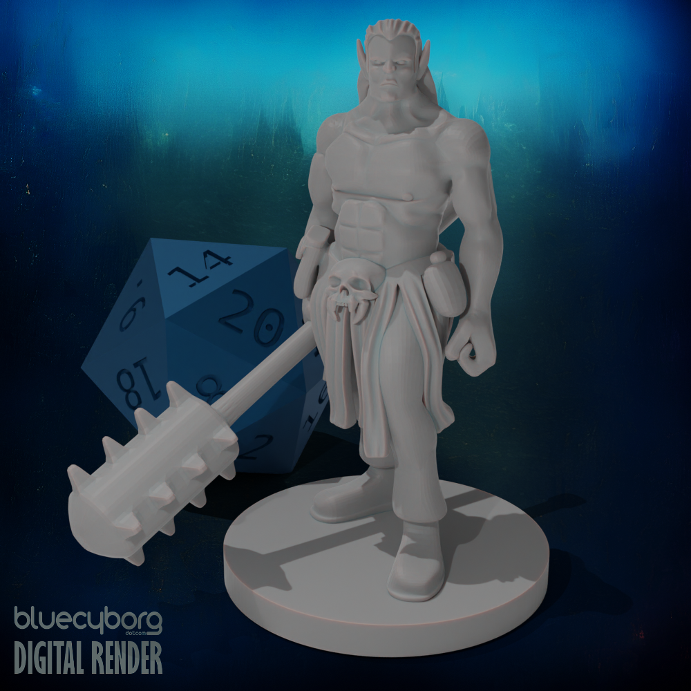 Half Orc Male Monk with Kanabo 28mm Scale Miniature