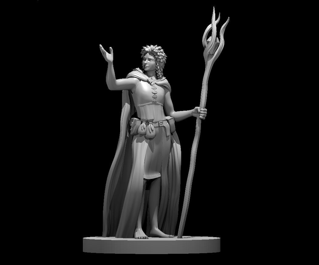 Half Dryad Female Wizard - 28mm Scale Miniature