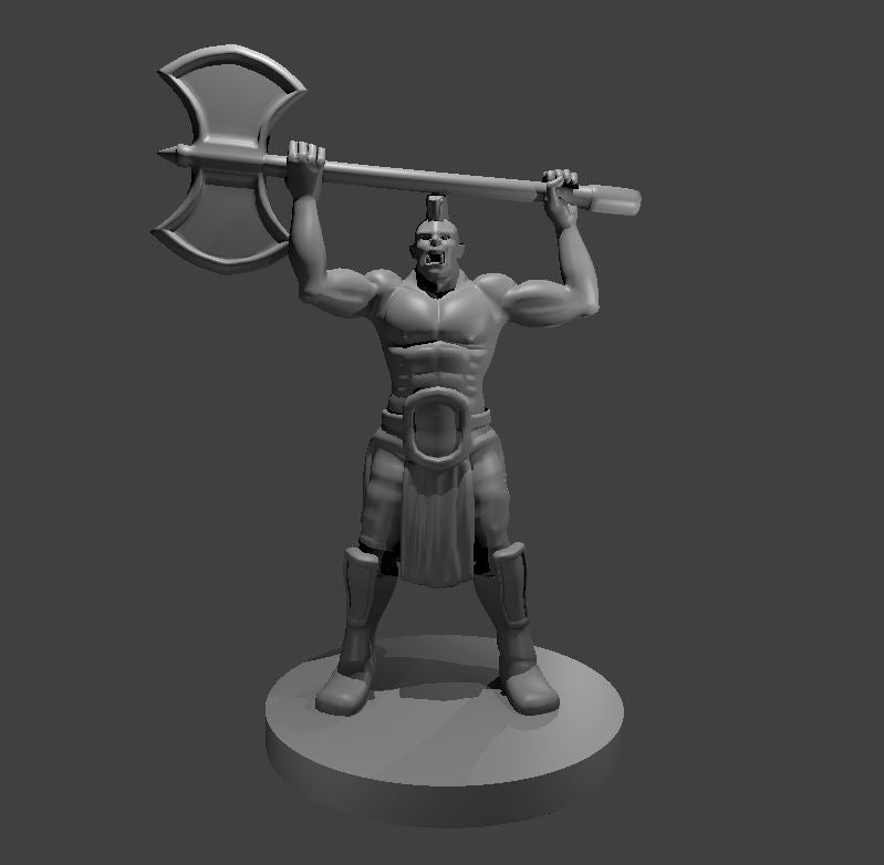 Half Orc Barbarian Raging - Mohawk - 28mm Scale Miniature