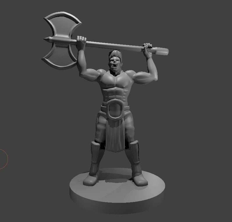 Half Orc Barbarian Raging - Mullet - 28mm Scale Miniature