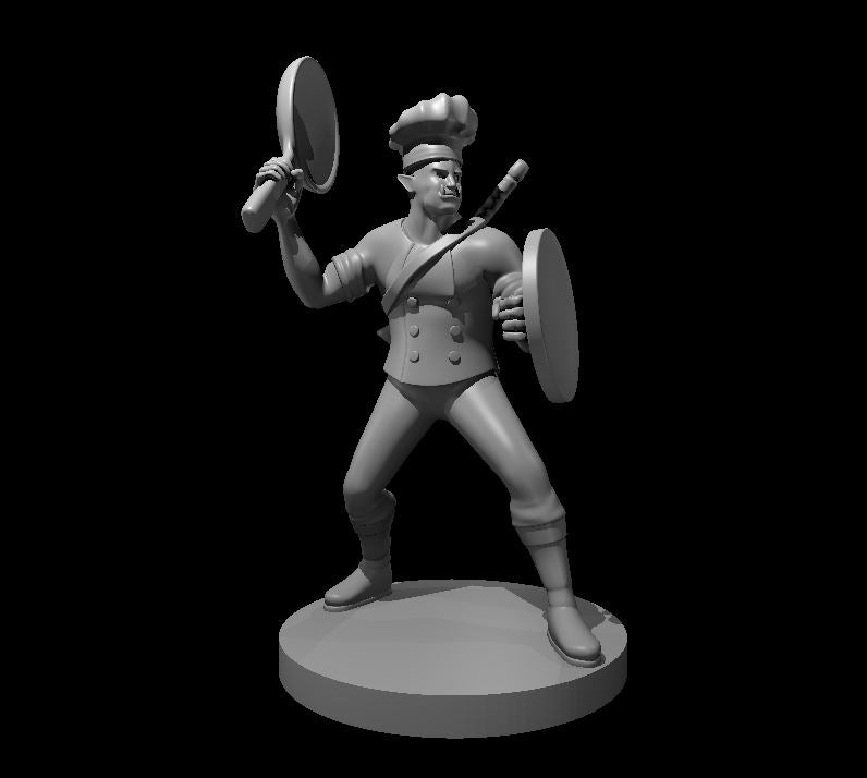 Half Orc Chef Fighter - 28mm Scale Miniature