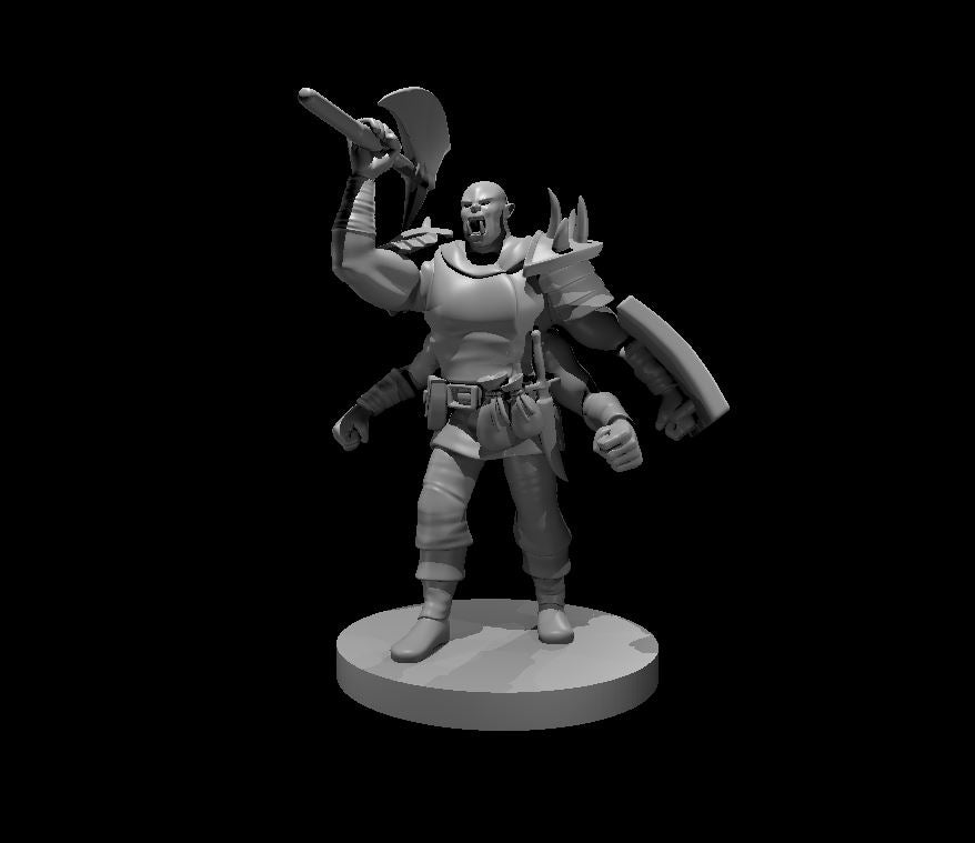 Half Orc Four Armed Barbarian - 28mm Scale Miniature
