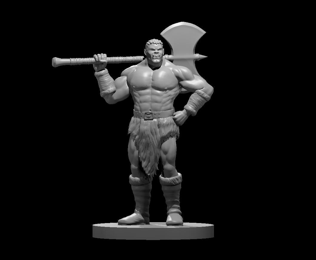 Half Orc Male Barbarian 1 - 28mm Scale Miniature