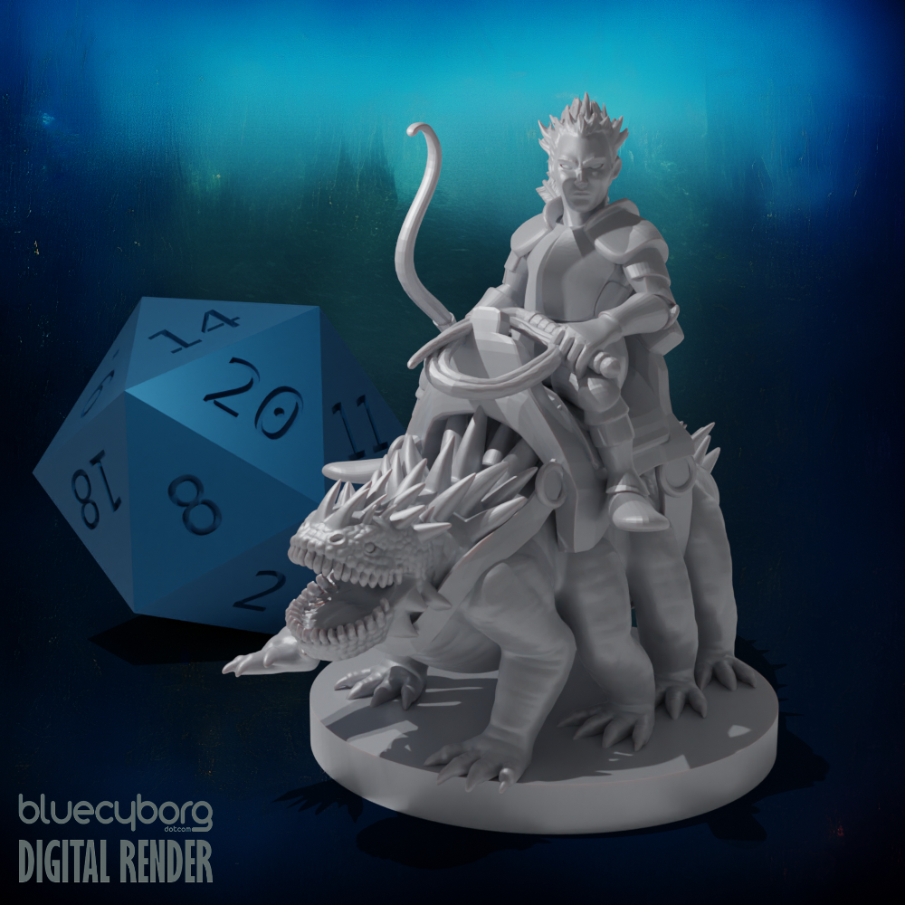 Halfling Cavalier with Basilisk 28mm Scale Miniature