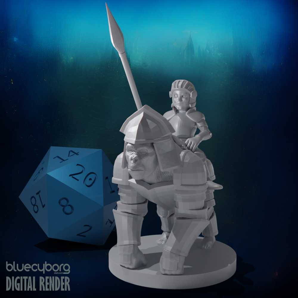 Halfling Cavalier with Gorilla 28mm Scale Miniature