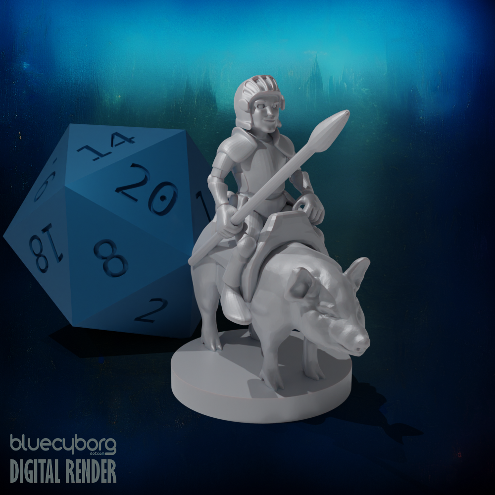 Halfling Cavalier with Piggy 28mm Scale Miniature