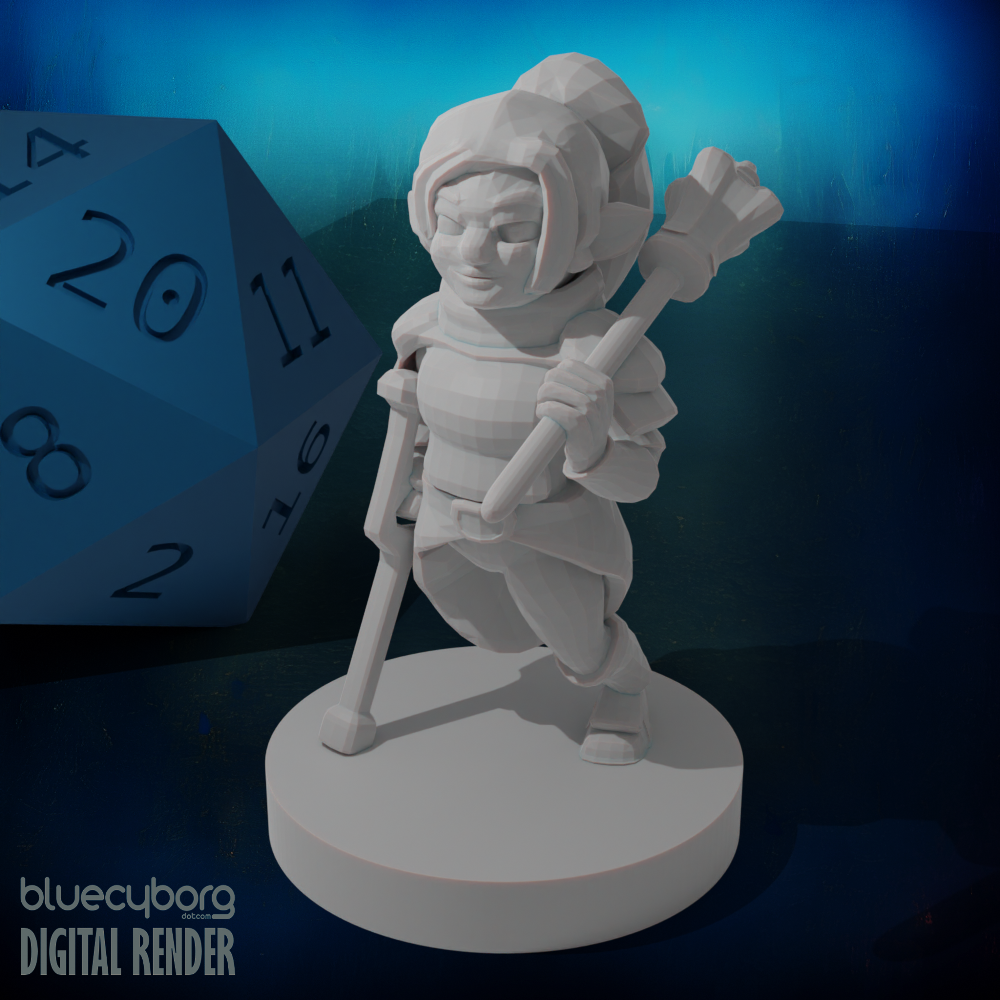 Halfling Female Cleric Missing Leg 28mm Scale Miniature