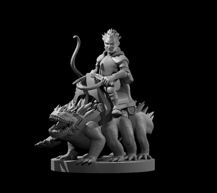 Halfling Cavalier with Basilisk - 28mm Scale Miniature