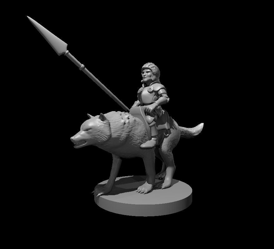 Halfling Cavalier with Wolf - 28mm Scale Miniature