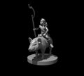 Halfling Female Druid riding a Pig - 28mm Scale Miniature