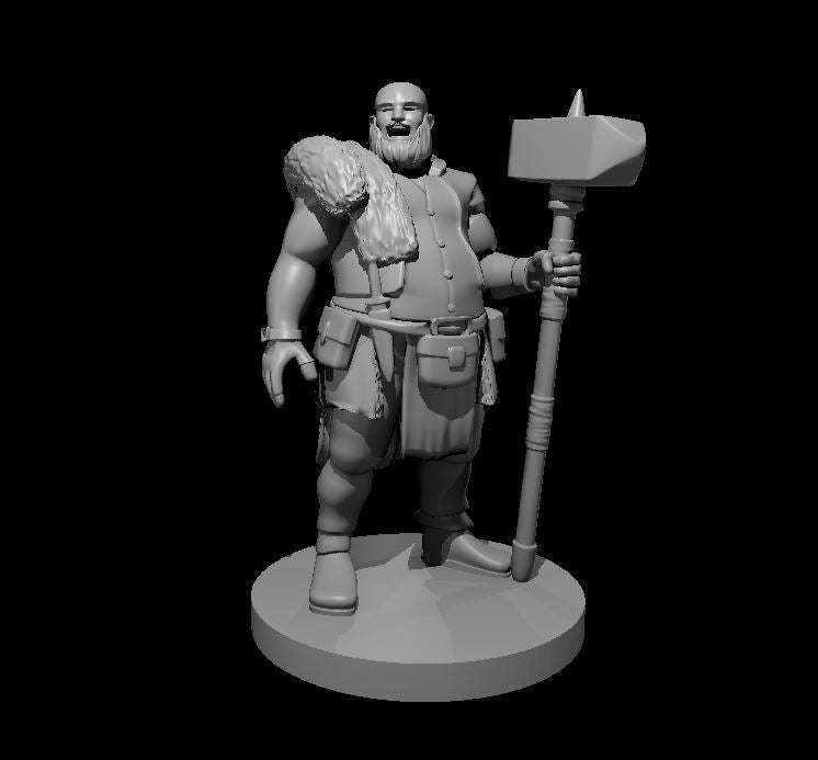 Happy Human Barbarian with Maul - 28mm Scale Miniature