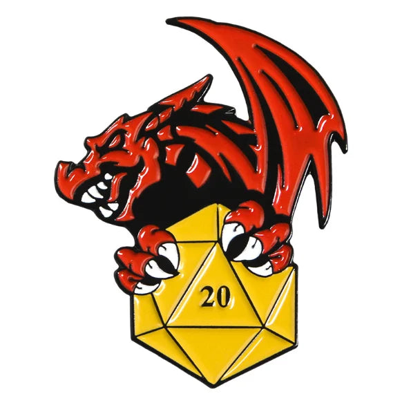 D20 Dragon Enamel Pin Badge