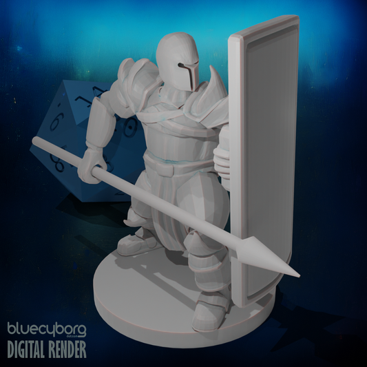 Helm Tower Shield and Spear Paladin 28mm Scale Miniature