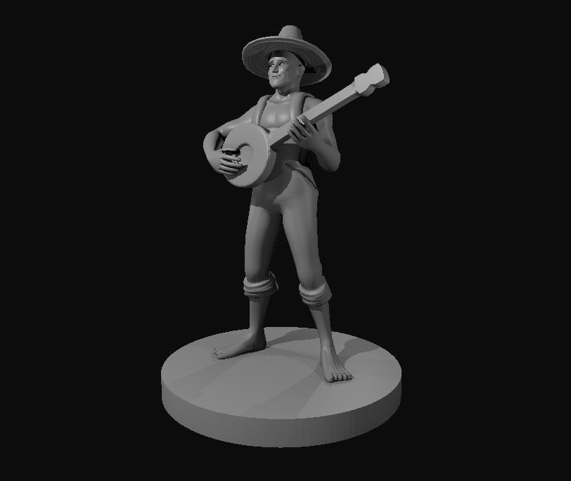 Hillbilly Human Male Bard - 28mm Scale Miniature