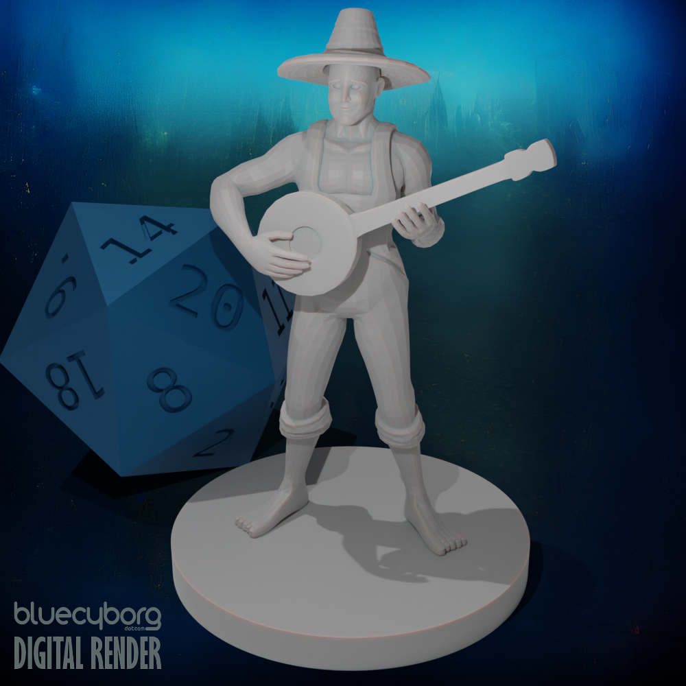 Hillbilly Human Male Bard 28mm Scale Miniature