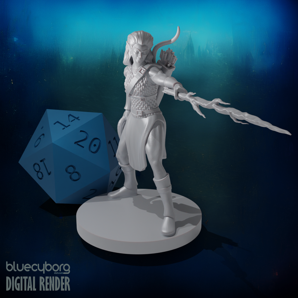 Hobgoblin Female Fighter with Lightning Spear and Whip 28mm Scale Miniature