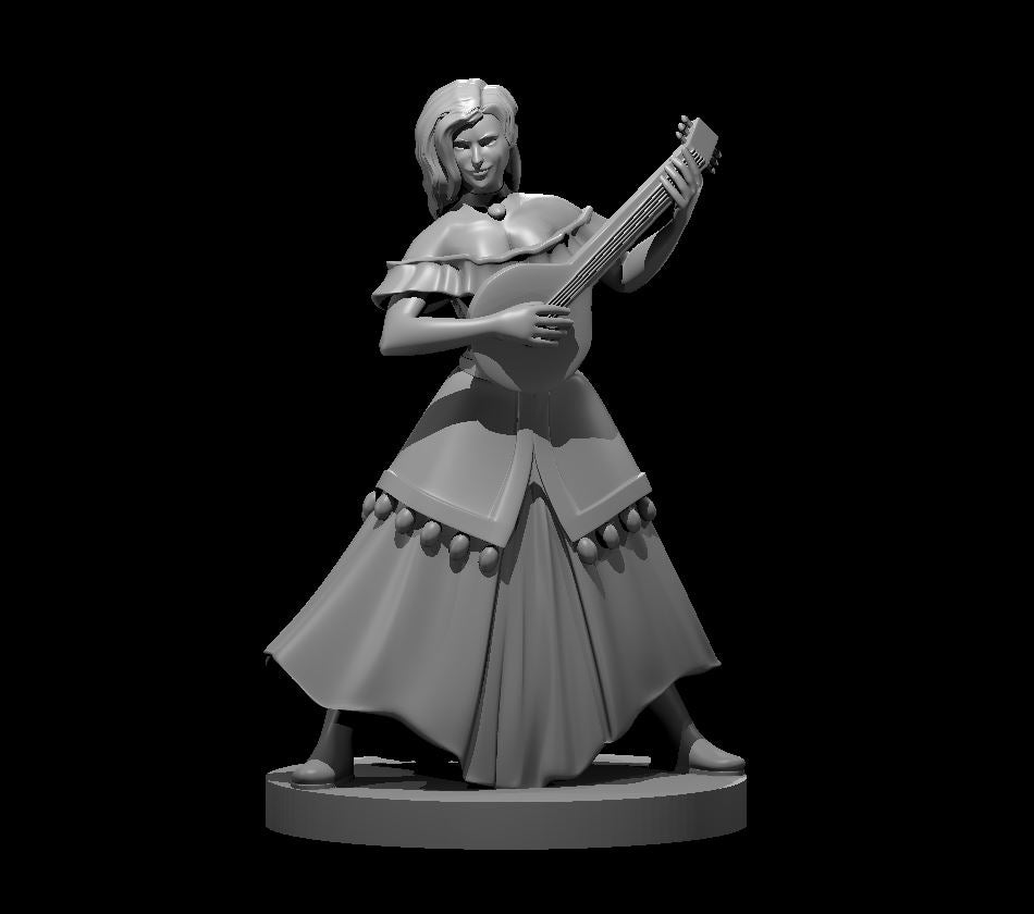 Human Female Bard 1 - 28mm Scale Miniature