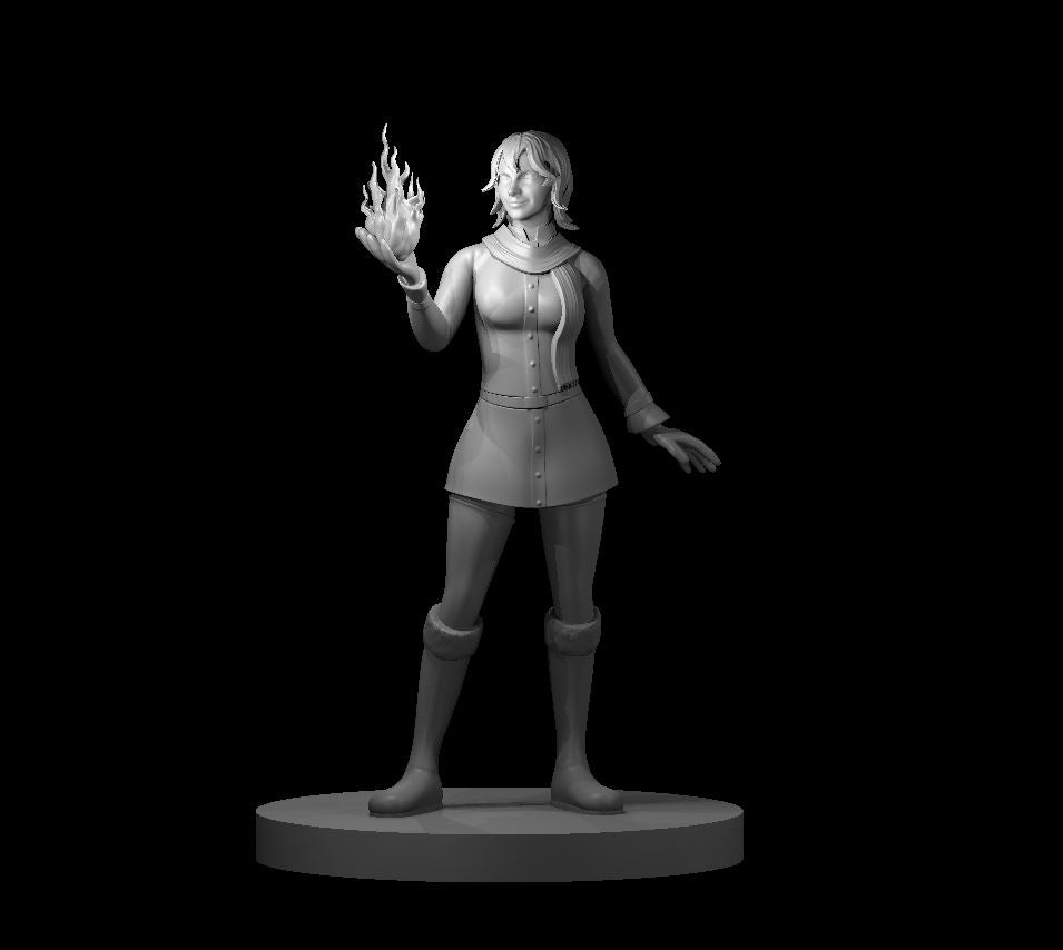 Human Female Fire Sorceress 3 - 28mm Scale Miniature