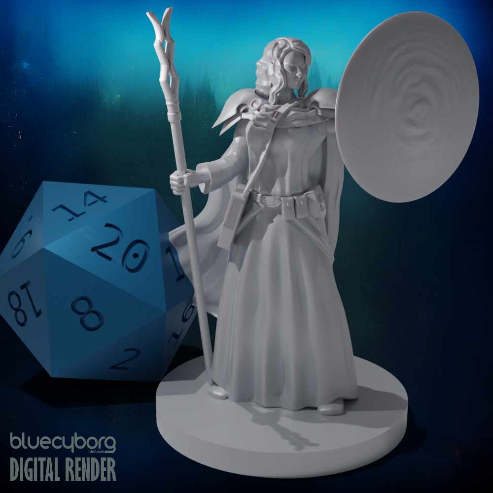 Human Female Abjurer Wizard with Shield Spell 28mm Scale Miniature