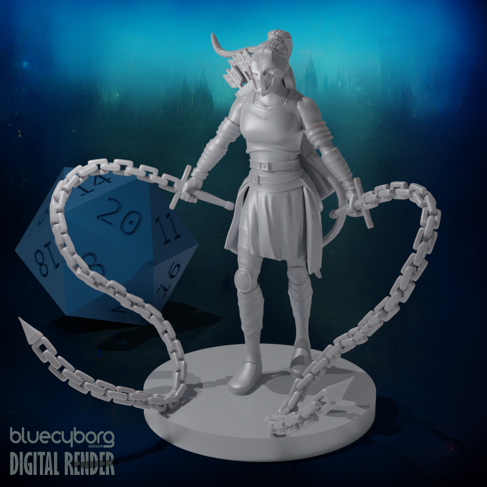 Human Female Chain Fighter 28mm Scale Miniature