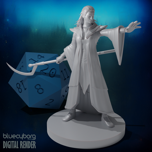 Human Female Evoker Wizard 28mm Scale Miniature