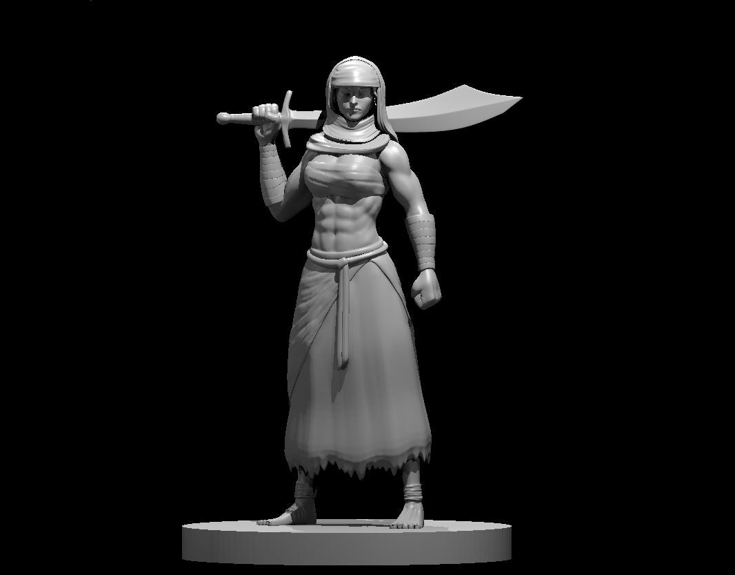 Human Female Fighter Desert 28mm Scale Miniature