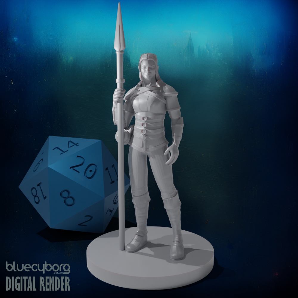 Human Female Fighter With Spear Relaxed 28mm Scale Miniature