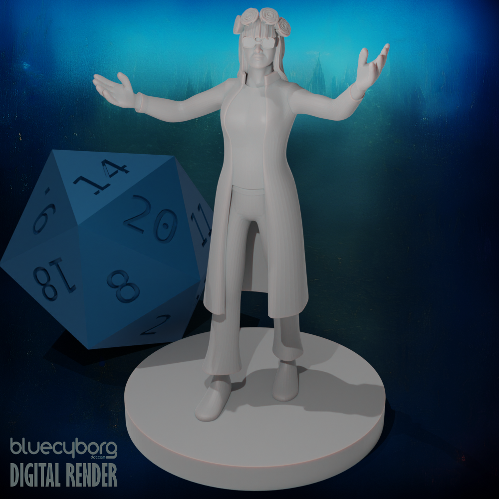 Human Female Hippie Bard 28mm Scale Miniature