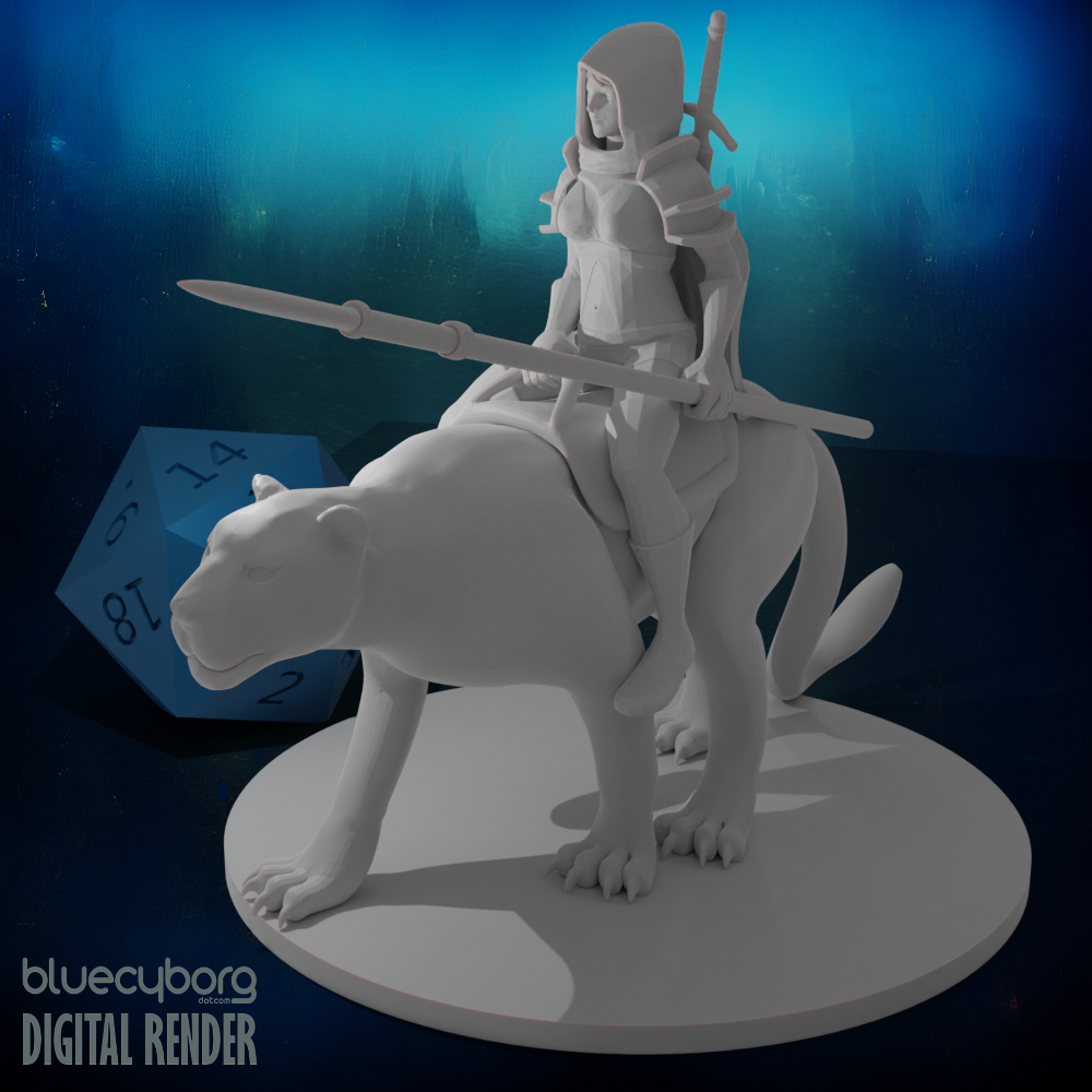 Human Female Ranger with Panther 28mm Scale Miniature