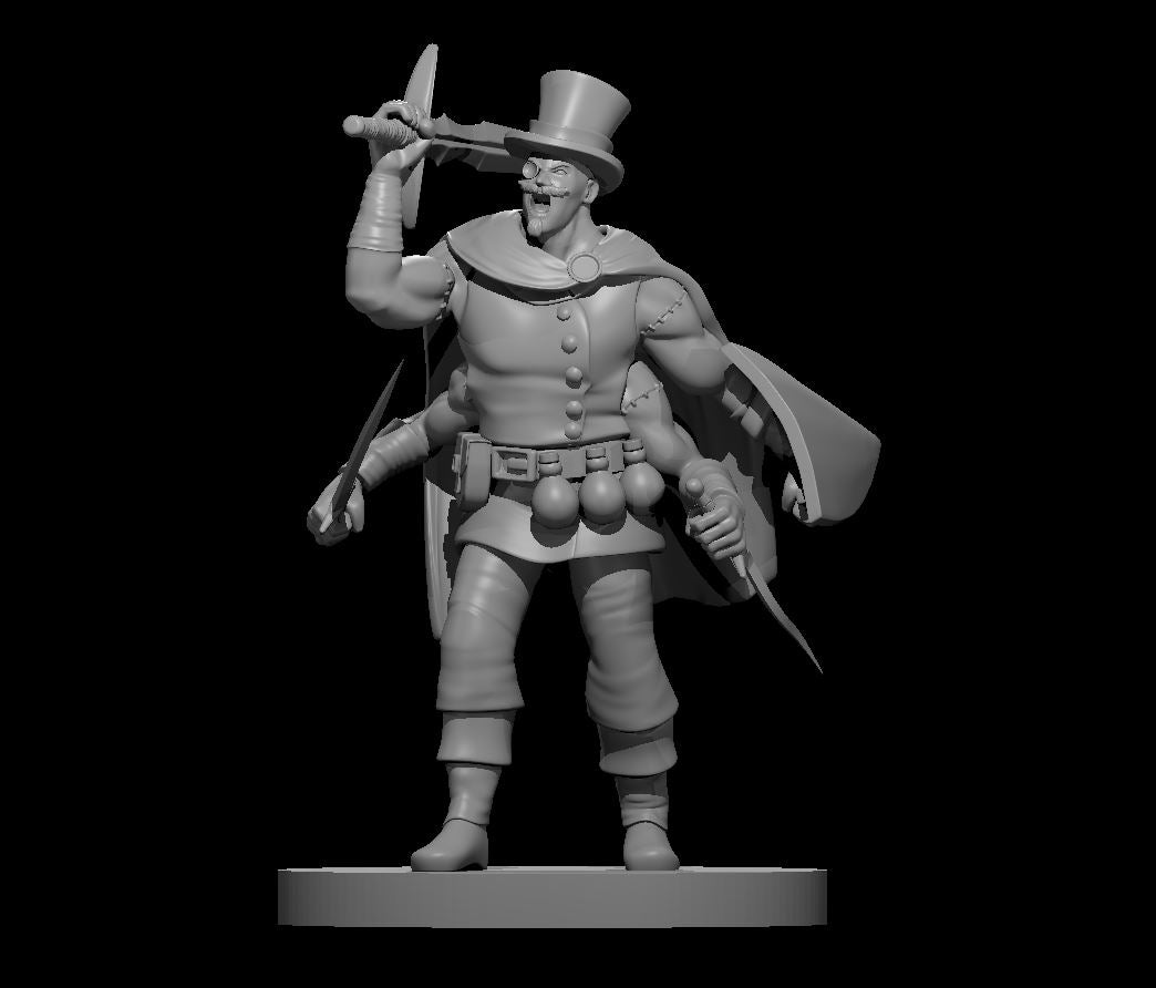Human Fighter Classy with Undead Grafted Arms 28mm Scale Miniature