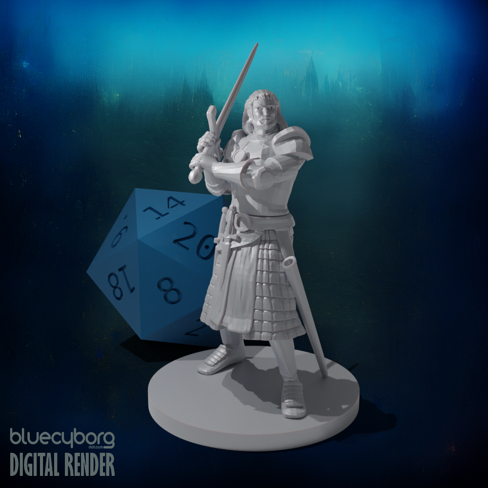 Human Fighter Swinging Sword 28mm Scale Miniature