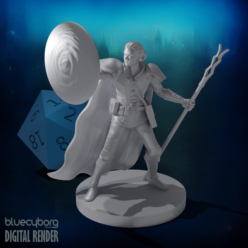 Human Male Abjurer Wizard with Shield Spell 28mm Scale Miniature